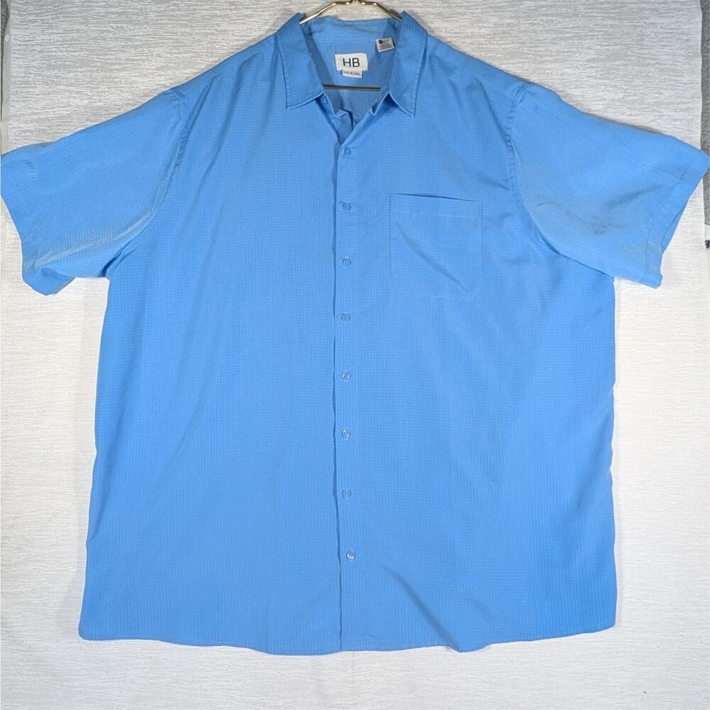 HB Button Up Mens 5XLT Blue Short Sleeve Harbor Bay